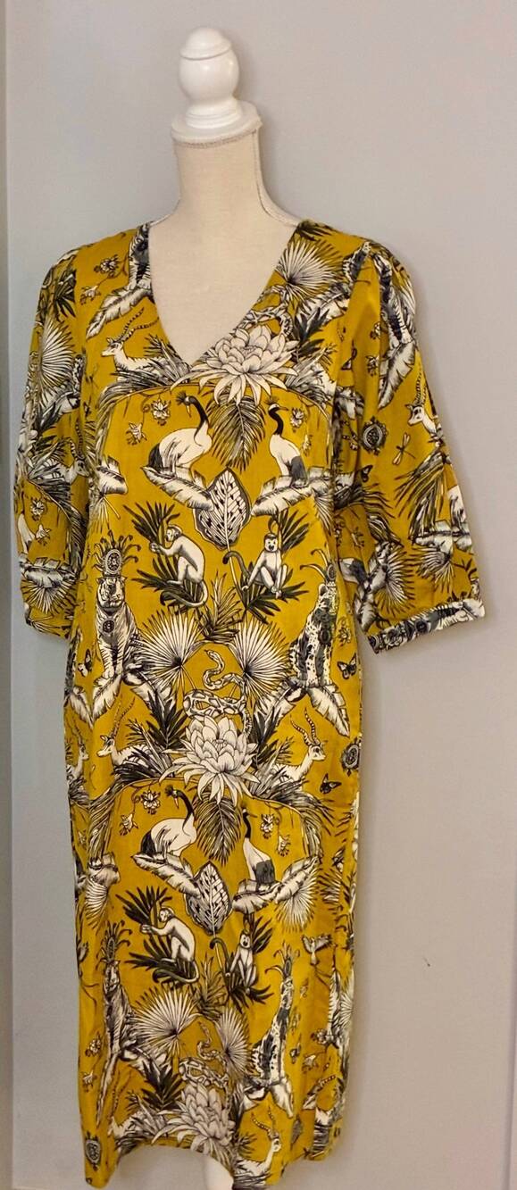 NEW FITZROY & WILLA women's casey royal tiger dress in mustard